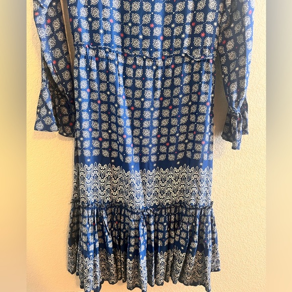Roller Rabbit Margoa Boho Tiered Geometric Blue Dress Size Small - Picture 9 of 10